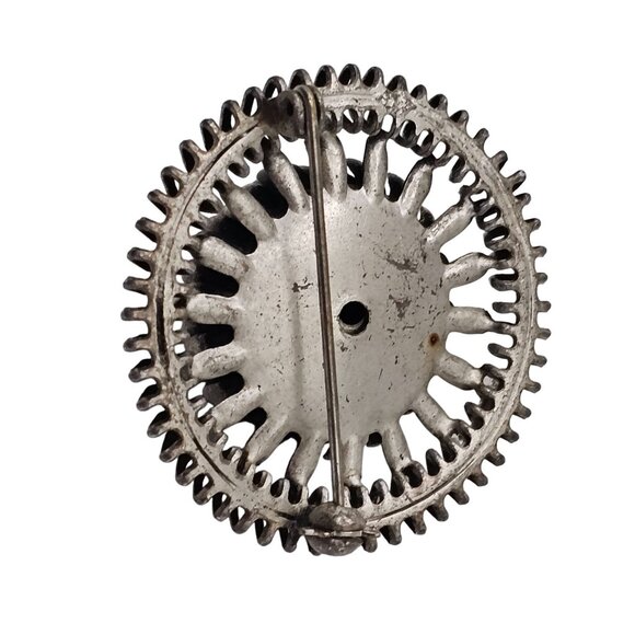 VTG Brooch Silver Tone Turquoise Stone Native Art Point Boho Chic Statement Pin - Picture 9 of 11